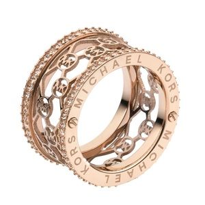NWT Michael Kors Monogram Ring Rose Gold w/ Pouch